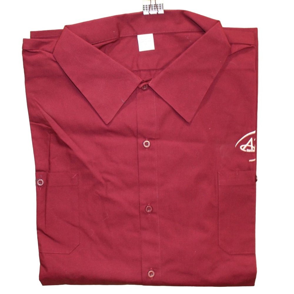 ATI Scrubs Top Size 6XL Color Maroon V-Neck with Pockets